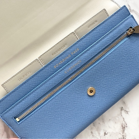 SMYTHSON Marshall Travel Wallet in Panama Blue - Picture 1 of 14